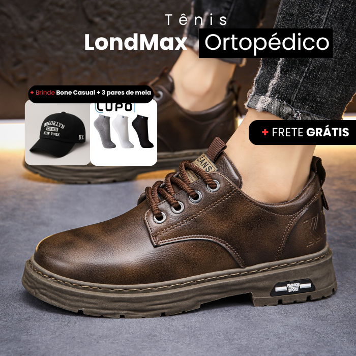 Tênis LondMax Ortopédico - Brindes ( Boné Casual + 3 pares de meia)