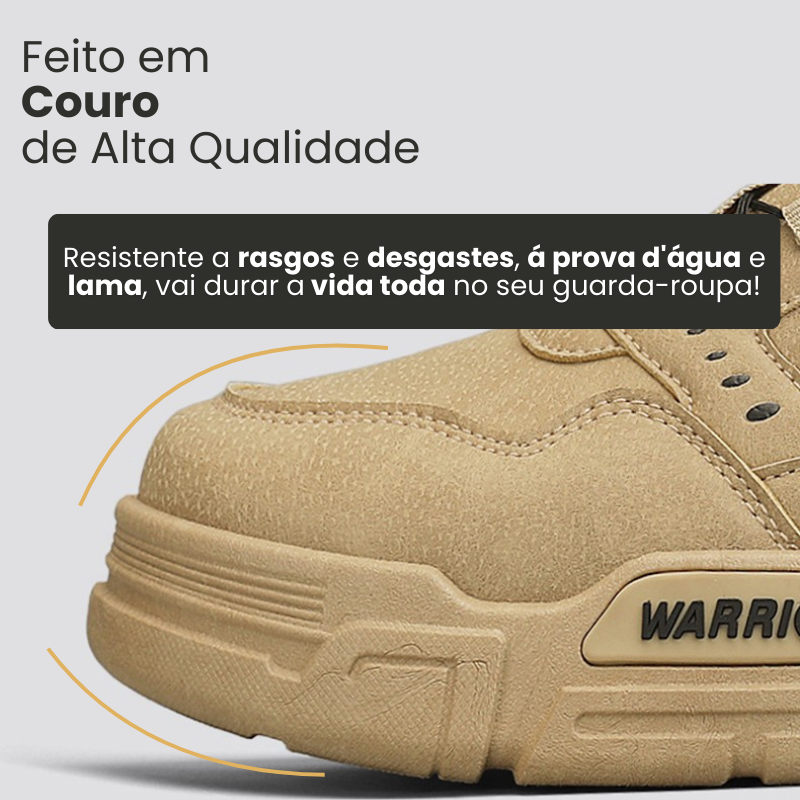Kit Bota Militar Warrior Masculina de Couro Legitimo + 3 BRINDES: Cinto, Relógio e Carteira