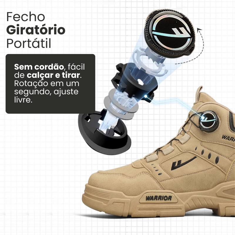 Kit Bota Militar Warrior Masculina de Couro Legitimo + 3 BRINDES: Cinto, Relógio e Carteira