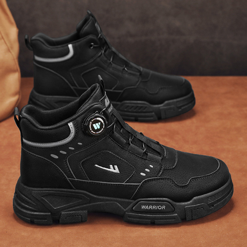 Kit Bota Militar Warrior Masculina de Couro Legitimo + 3 BRINDES: Cinto, Relógio e Carteira